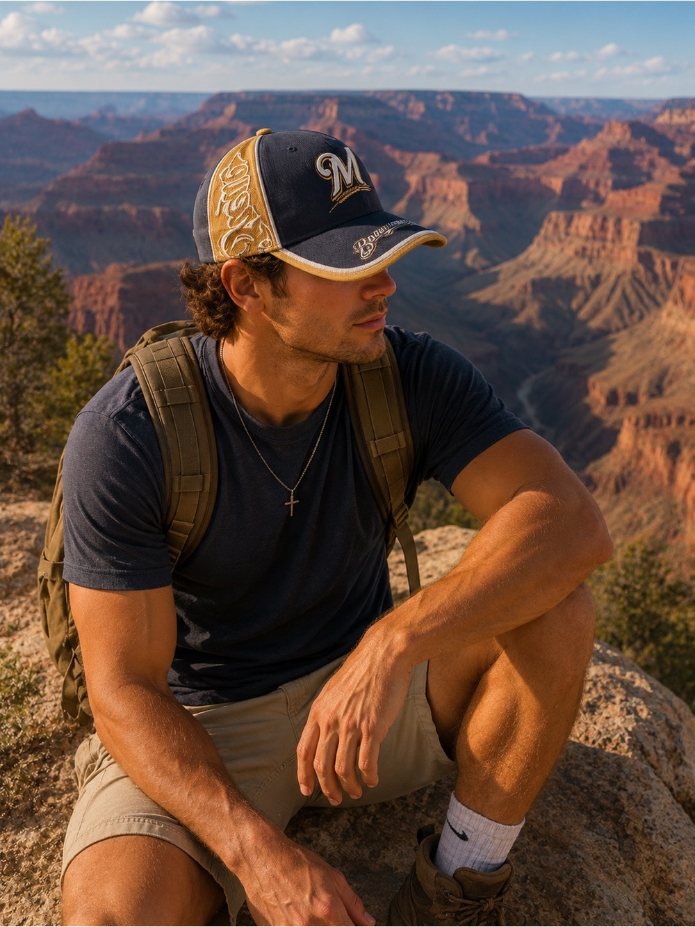 Milwaukee Brewers Baseball Cap Embroidered Navy and Gold